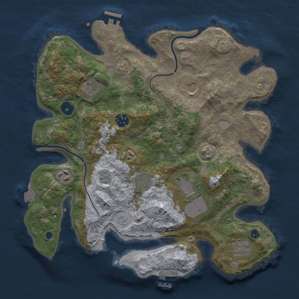 Rust Map: Procedural Map, Size: 3500, Seed: 103102791, 14 Monuments