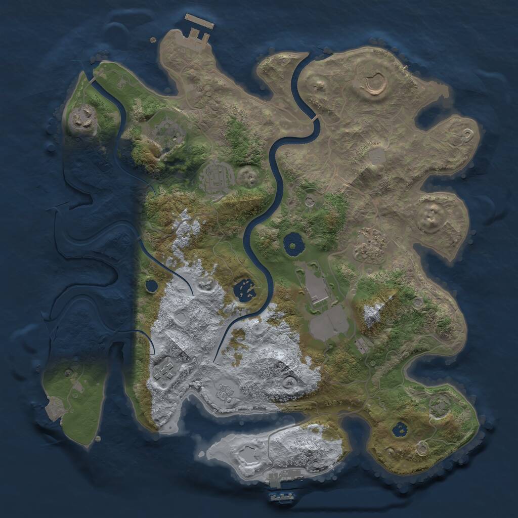 Rust Map: Procedural Map, Size: 3500, Seed: 103102791, 14 Monuments