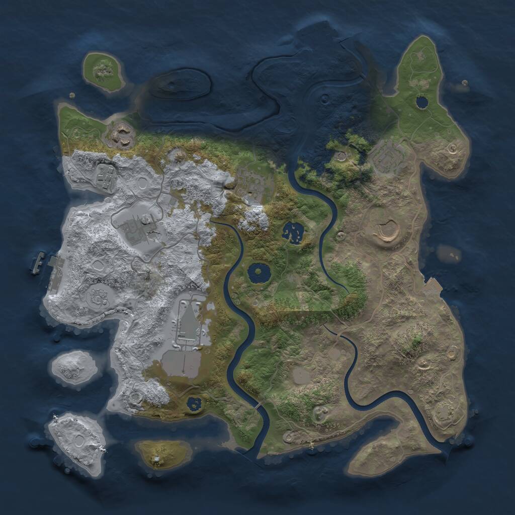 Rust Map: Procedural Map, Size: 3500, Seed: 916960698, 14 Monuments