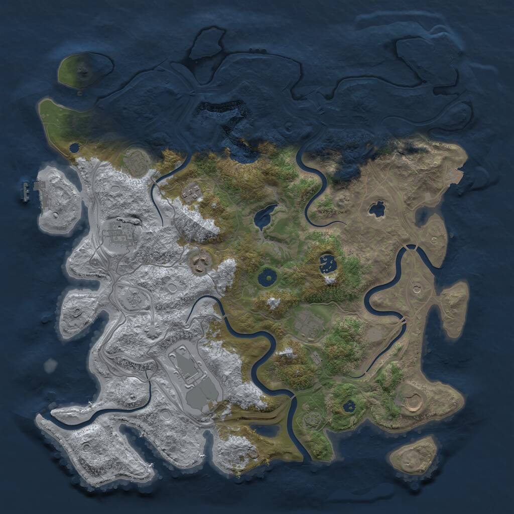 Rust Map: Procedural Map, Size: 4250, Seed: 3616747, 14 Monuments