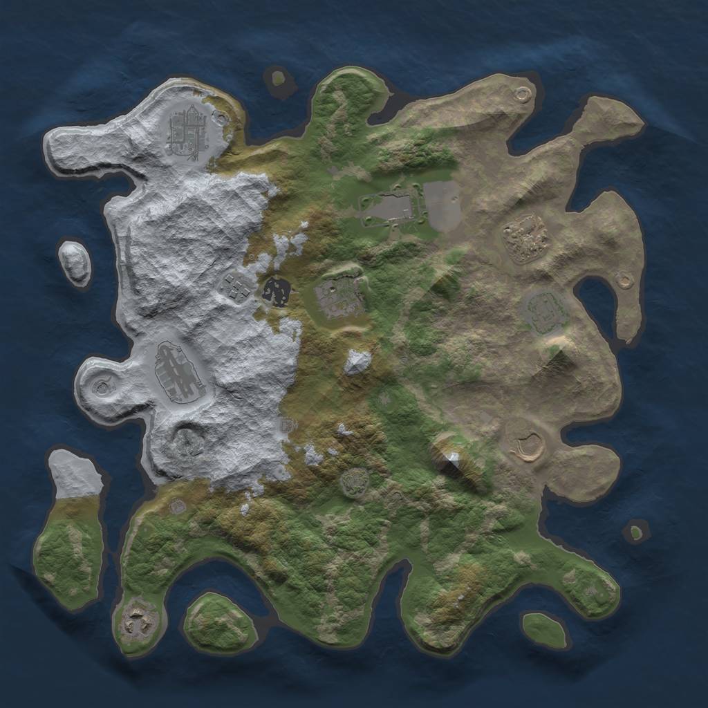 Rust Map: Barren, Size: 3700, Seed: 28506076, 14 Monuments
