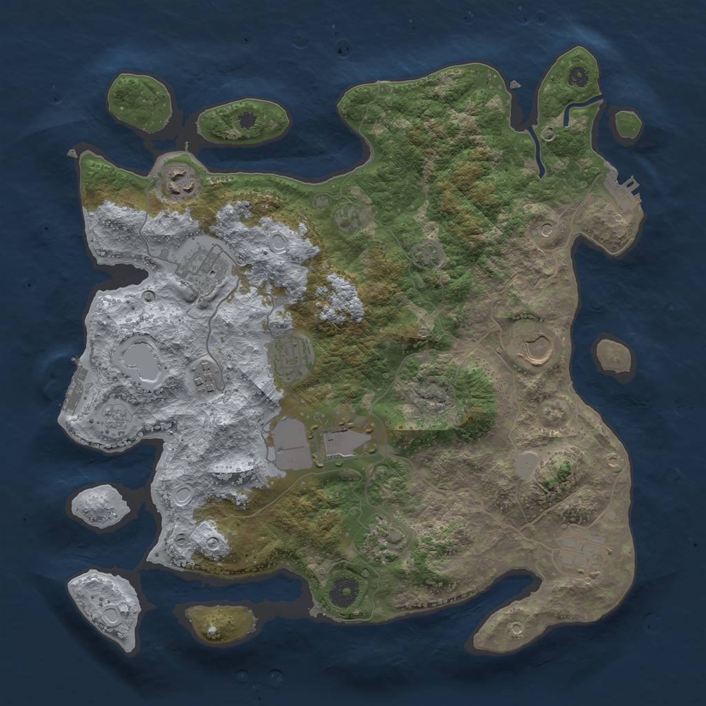 Rust Map: Procedural Map, Size: 3550, Seed: 916960698, 16 Monuments