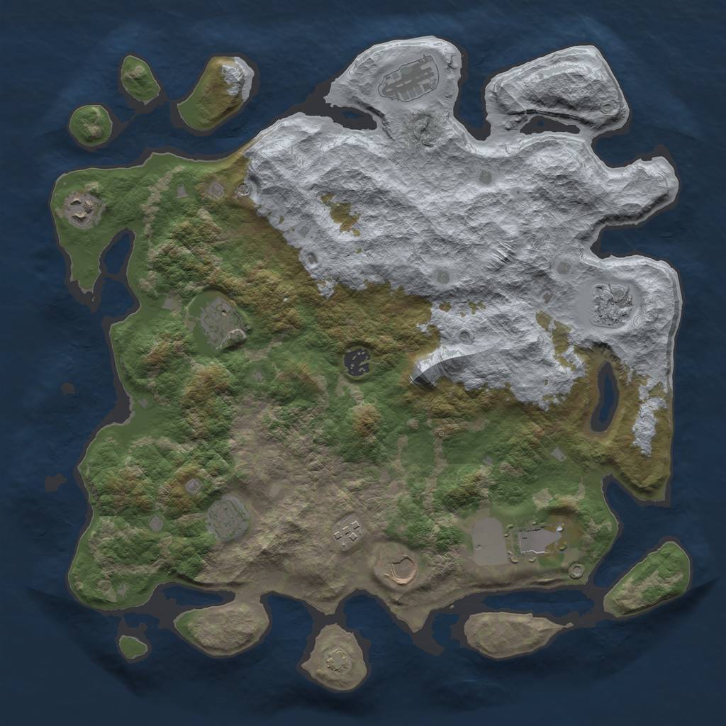 Rust Map: Barren, Size: 4000, Seed: 9639496, 13 Monuments