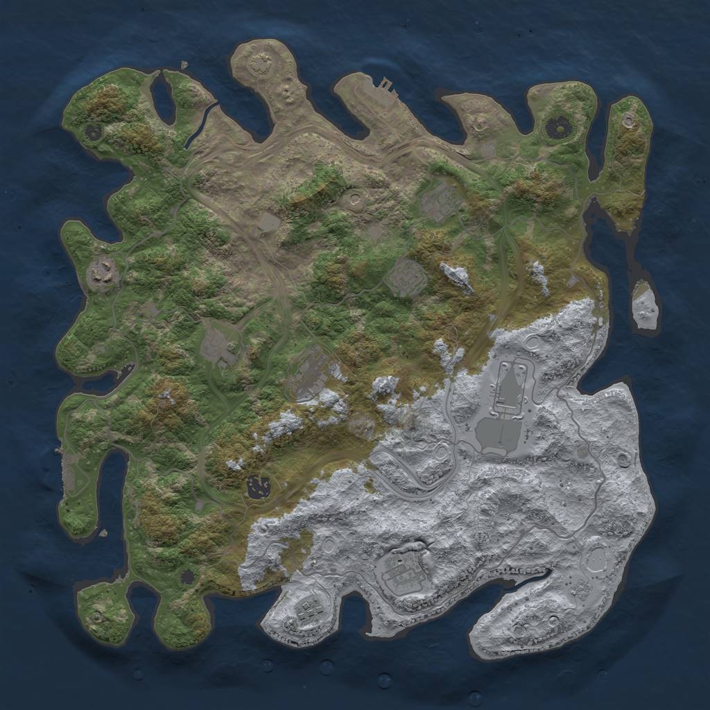 Rust Map: Procedural Map, Size: 4250, Seed: 71376423, 17 Monuments