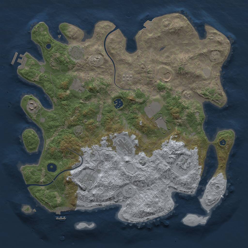 Rust Map: Procedural Map, Size: 3950, Seed: 19114786, 16 Monuments