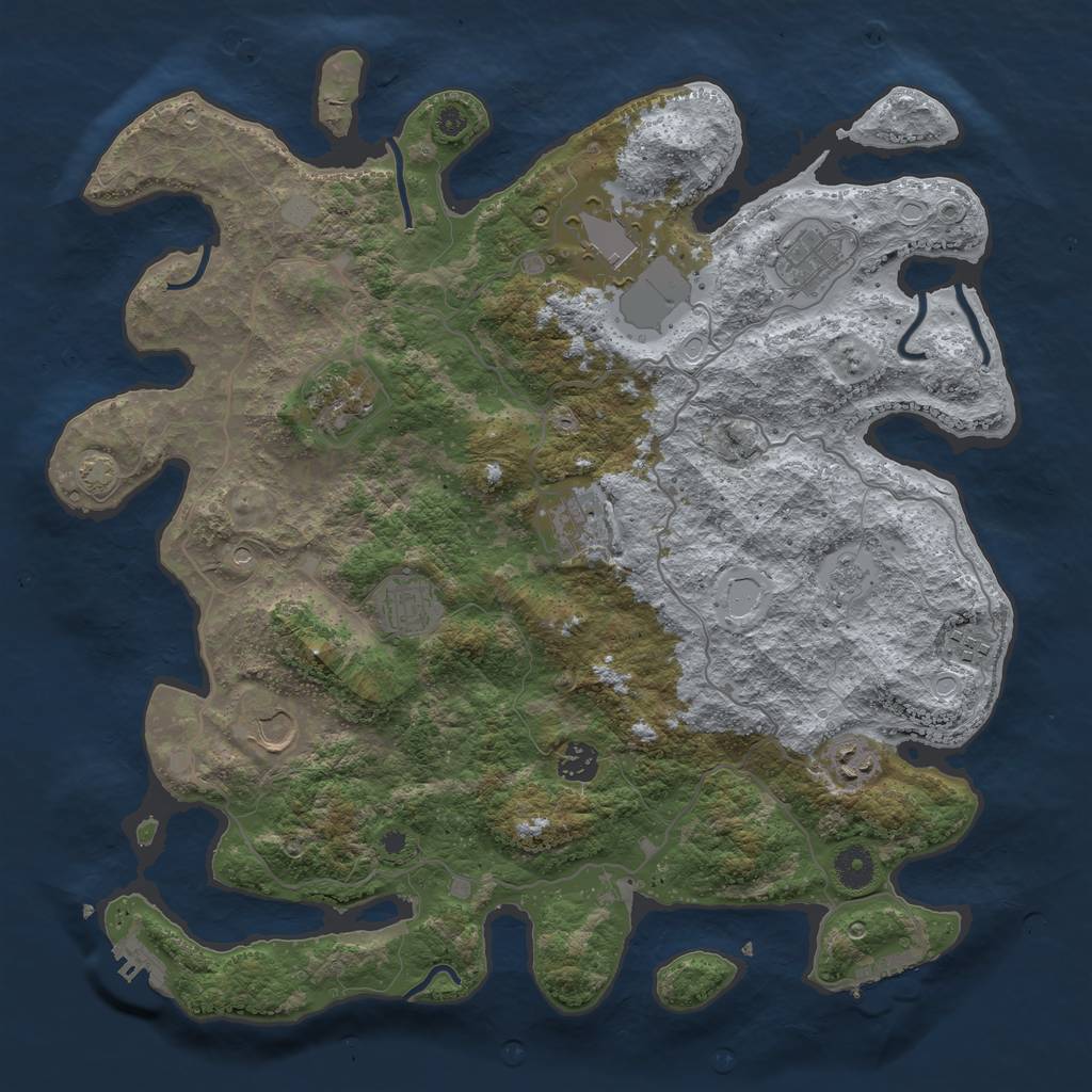 Rust Map: Procedural Map, Size: 4000, Seed: 57179976, 17 Monuments