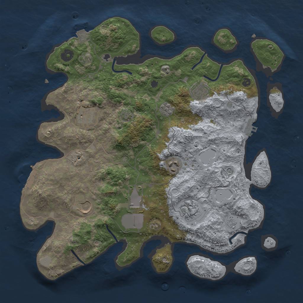 Rust Map: Procedural Map, Size: 3650, Seed: 34317037, 15 Monuments