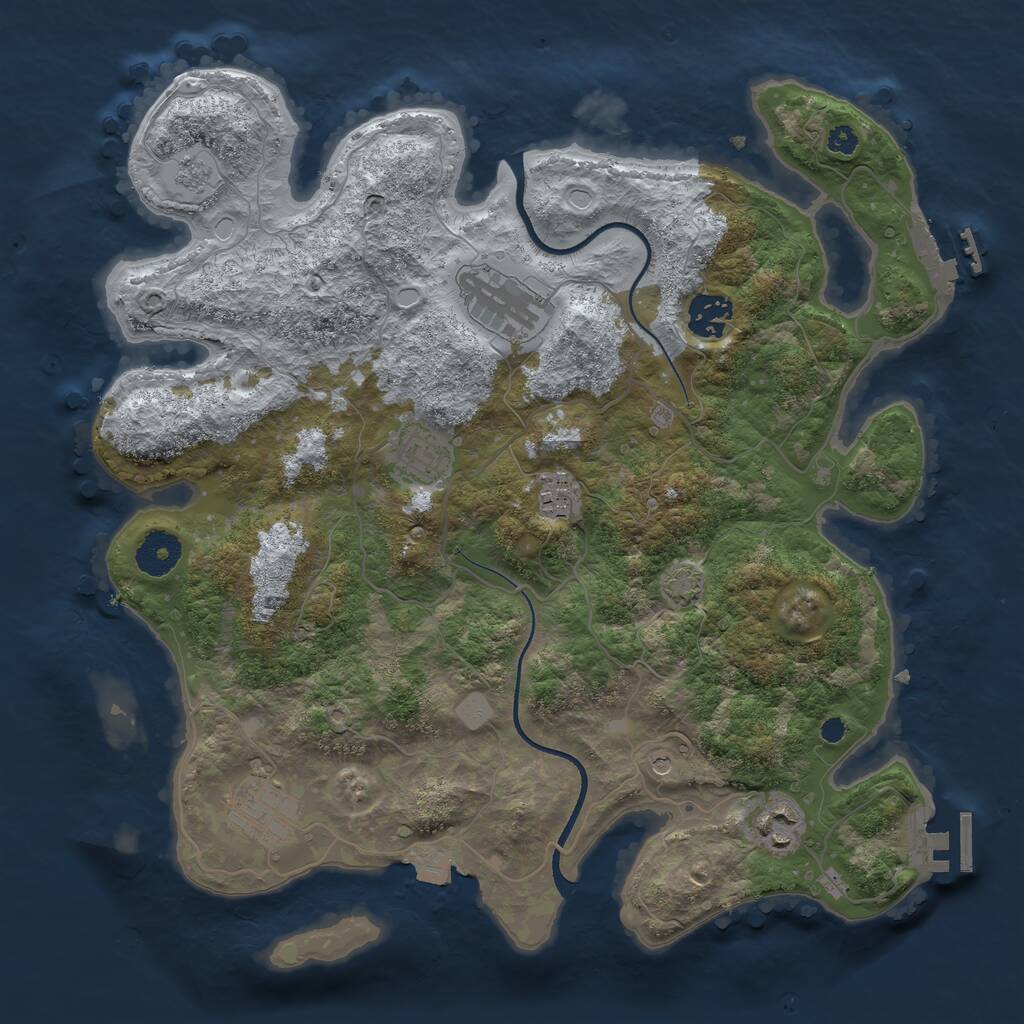 Rust Map: Procedural Map, Size: 3450, Seed: 39085648, 12 Monuments