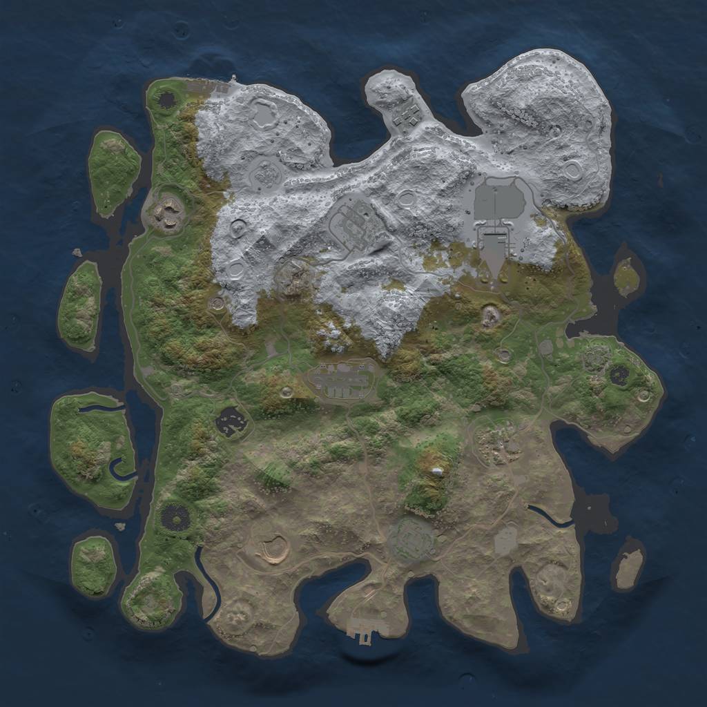 Rust Map: Procedural Map, Size: 3700, Seed: 61328083, 17 Monuments