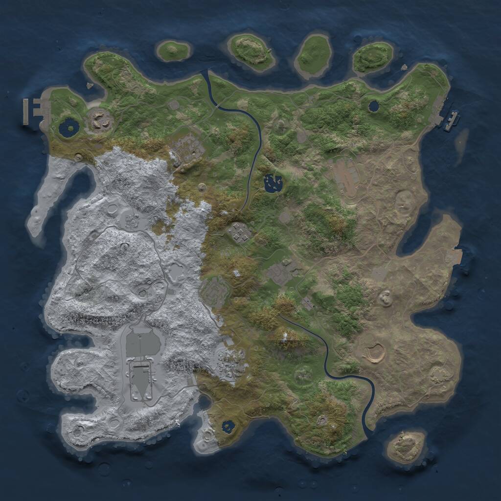 Rust Map: Procedural Map, Size: 3850, Seed: 47434977, 16 Monuments