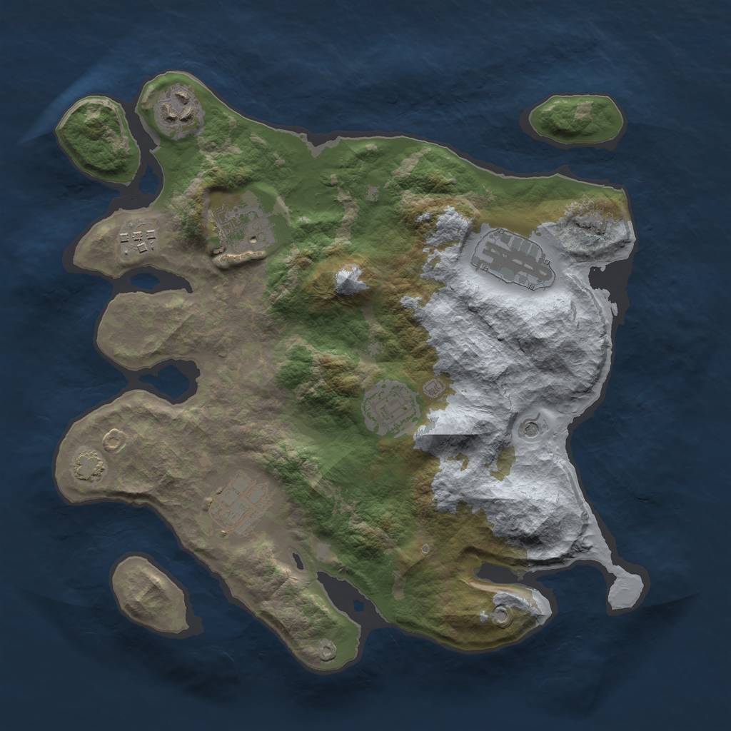 Rust Map: Barren, Size: 3000, Seed: 817097366, 10 Monuments