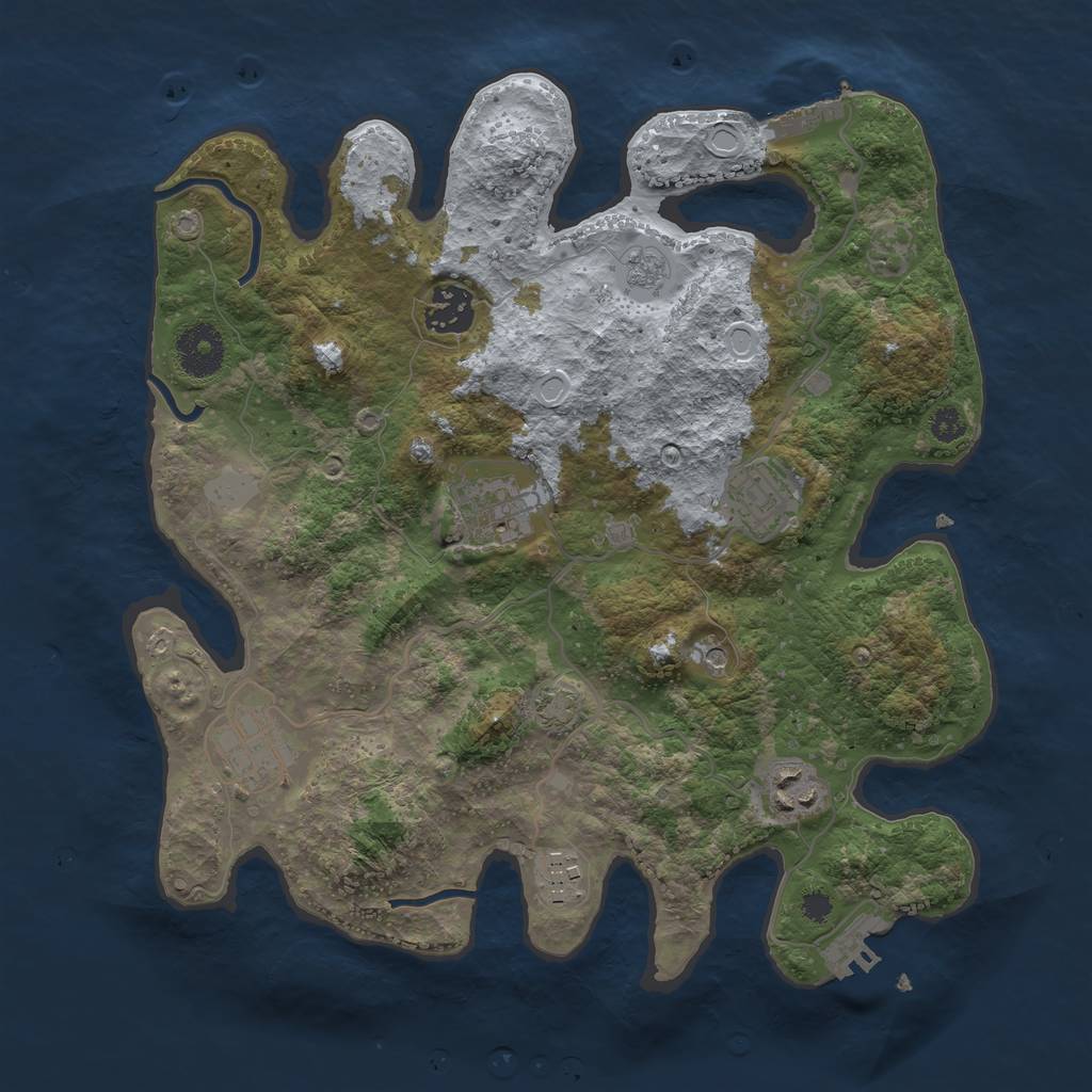 Rust Map: Procedural Map, Size: 3250, Seed: 444471035, 14 Monuments
