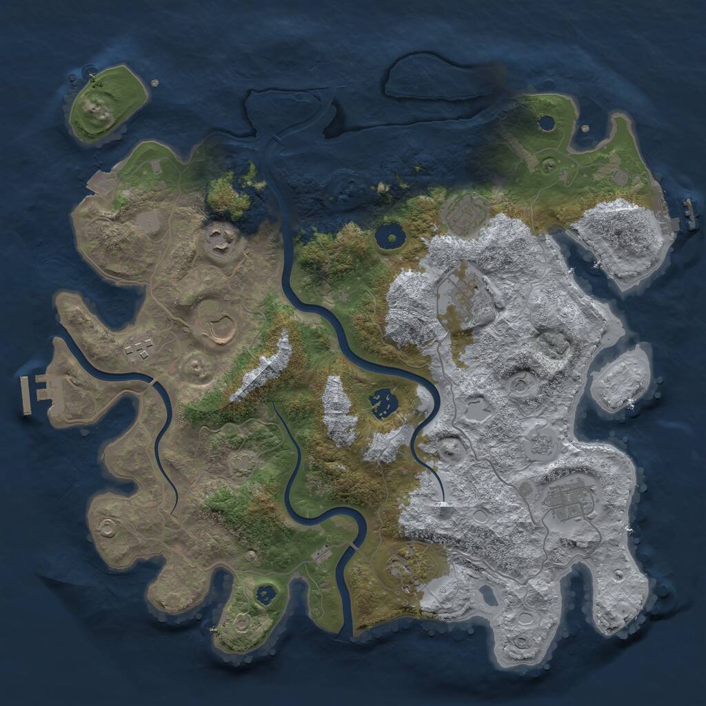 Rust Map: Procedural Map, Size: 3700, Seed: 32877695, 14 Monuments