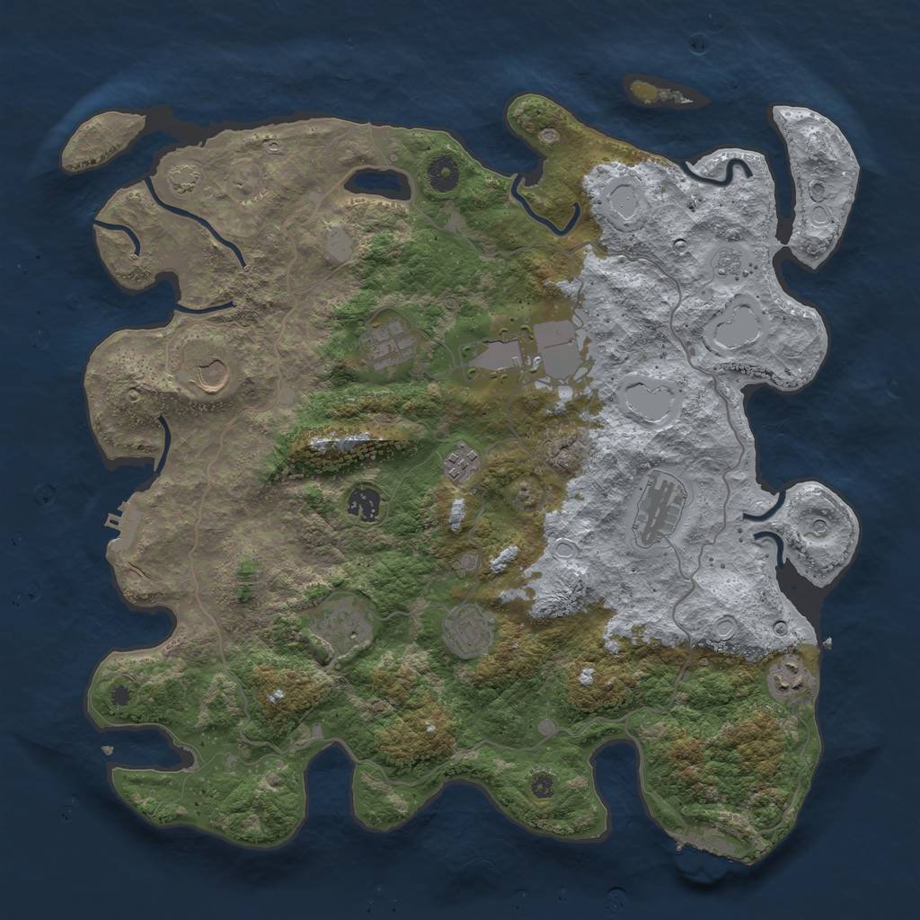 Rust Map: Procedural Map, Size: 4100, Seed: 16504717, 17 Monuments