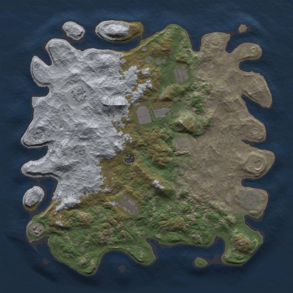 Rust Map: Barren, Size: 4300, Seed: 14677135, 14 Monuments