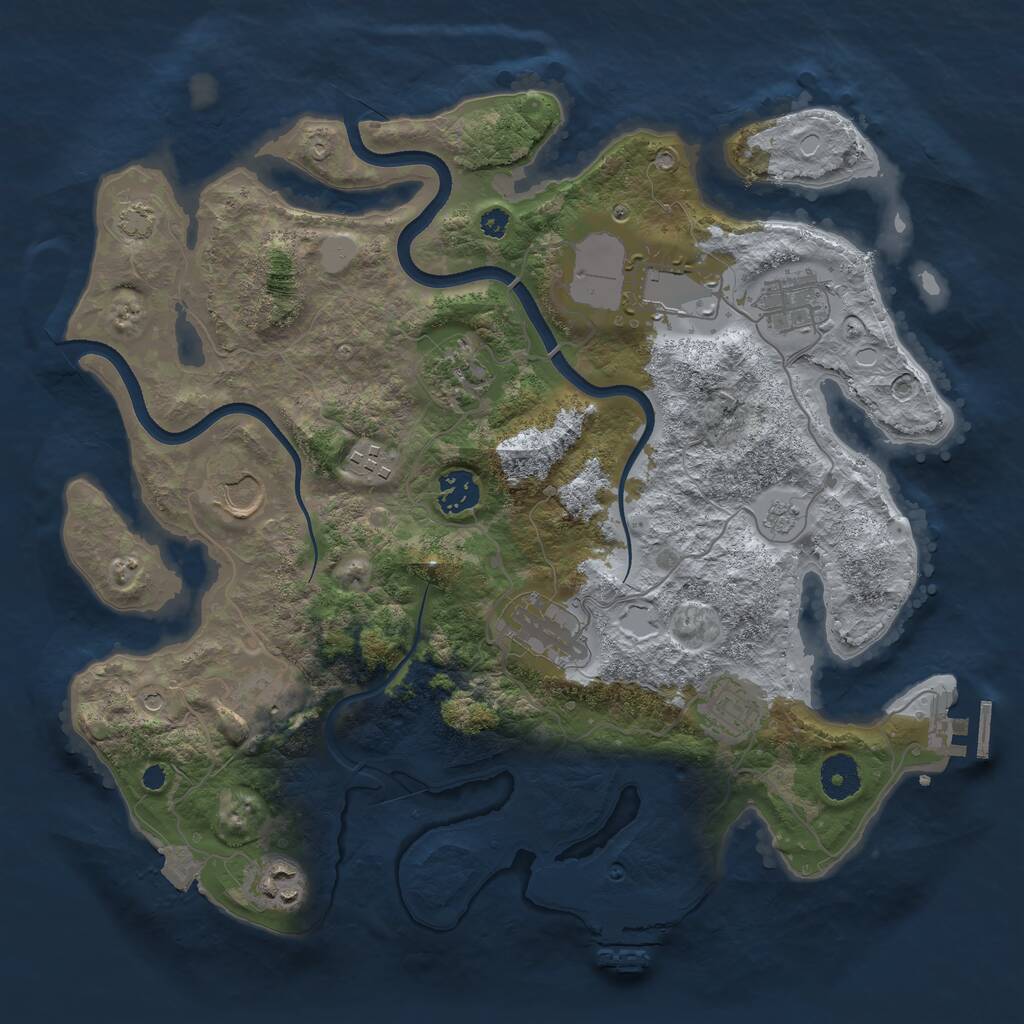 Rust Map: Procedural Map, Size: 3600, Seed: 21469997, 16 Monuments