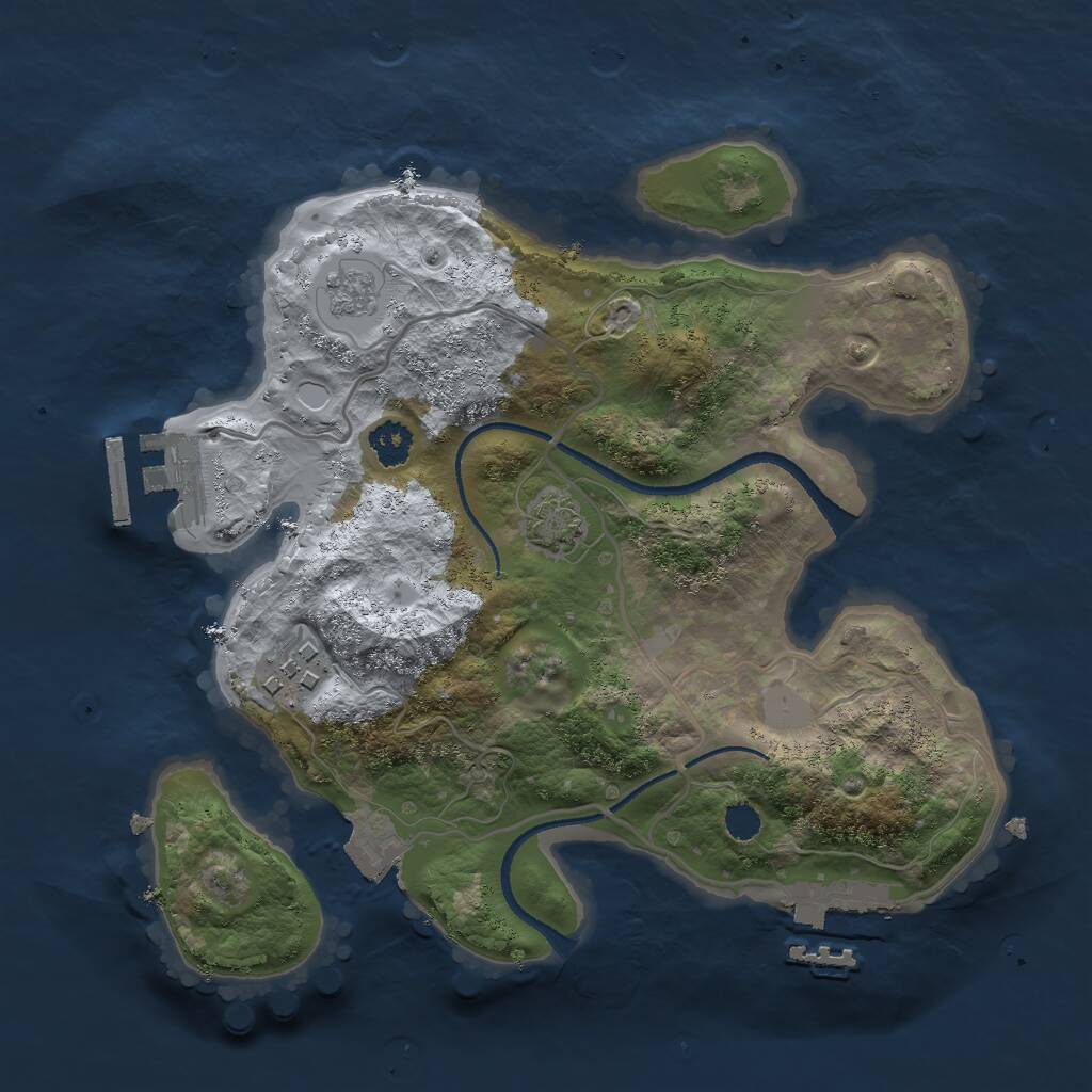 Rust Map: Procedural Map, Size: 2500, Seed: 722852802, 6 Monuments