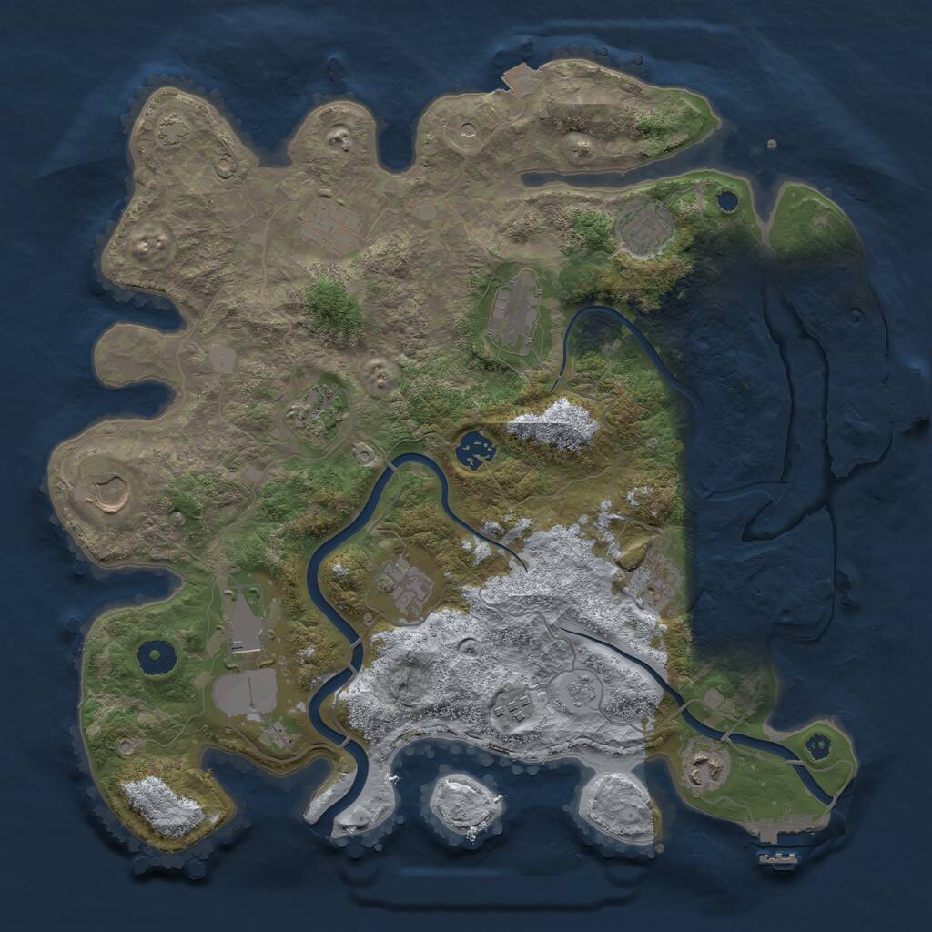 Rust Map: Procedural Map, Size: 3800, Seed: 9566324, 17 Monuments