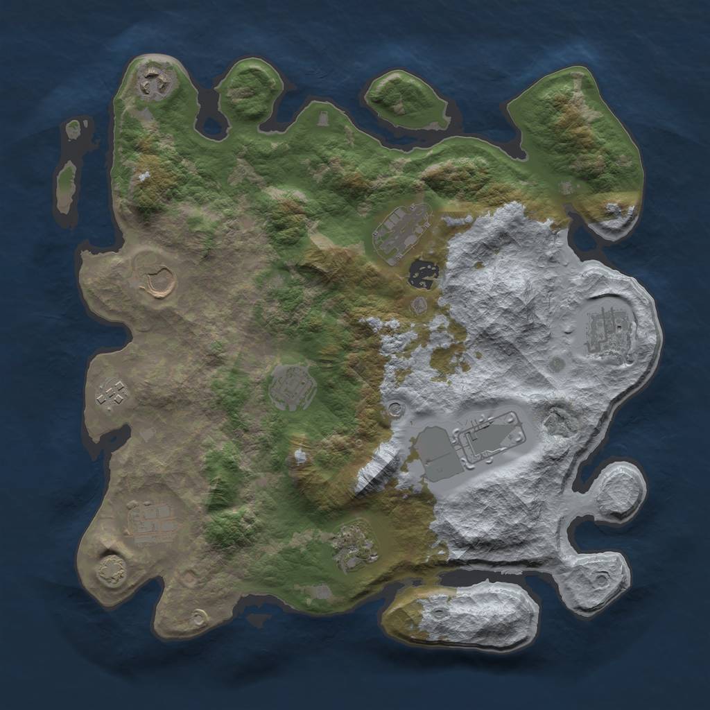 Rust Map: Barren, Size: 3500, Seed: 94130205, 14 Monuments