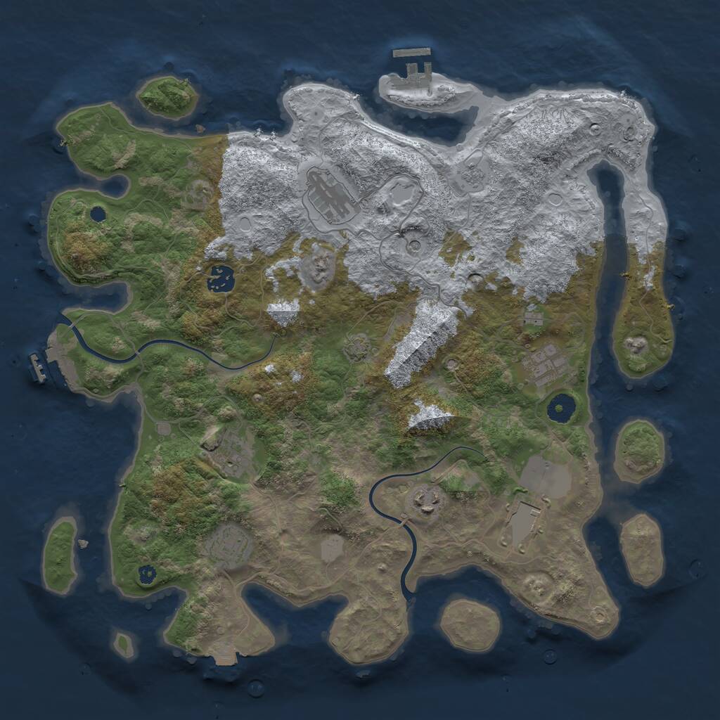 Rust Map: Procedural Map, Size: 3850, Seed: 3492246, 13 Monuments