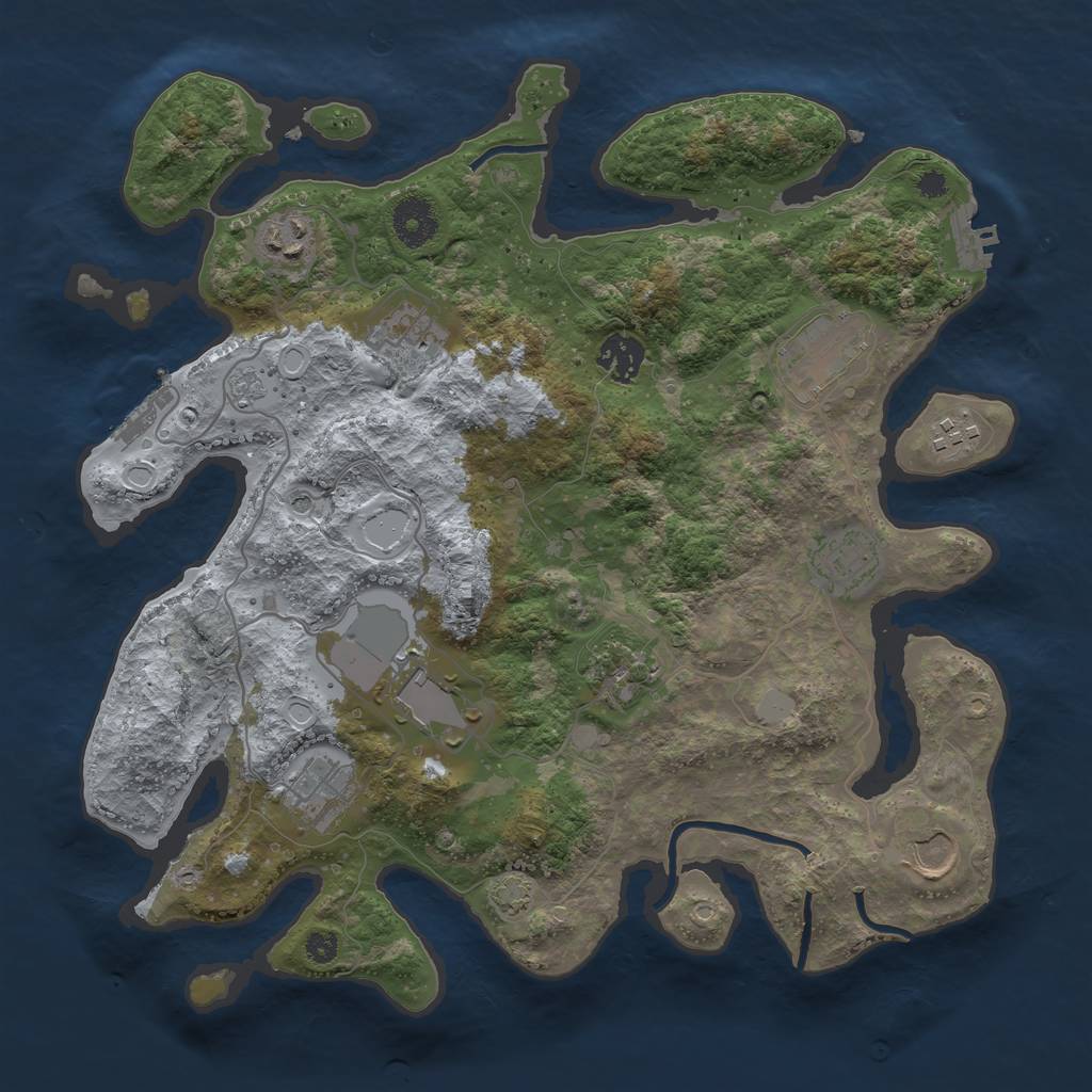 Rust Map: Procedural Map, Size: 3500, Seed: 1080297211, 18 Monuments