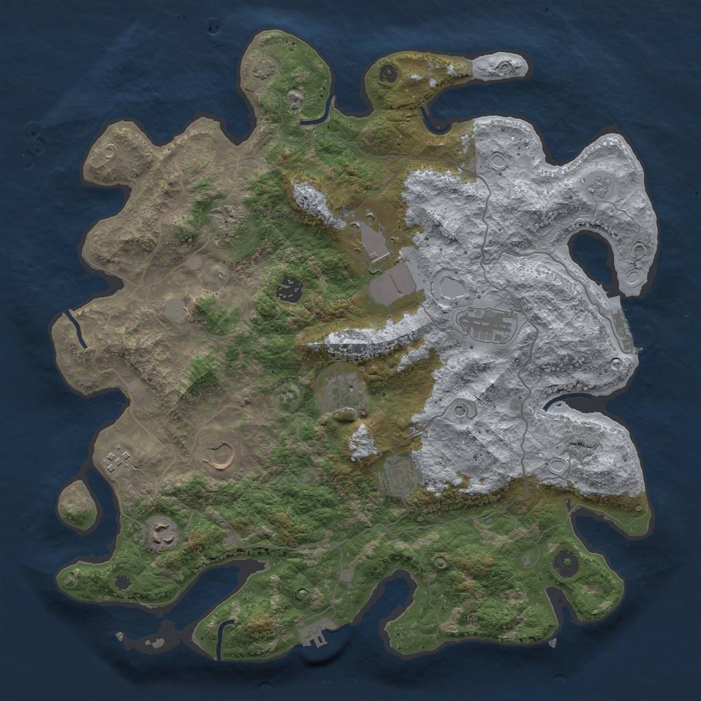 Rust Map: Procedural Map, Size: 4000, Seed: 51795128, 17 Monuments