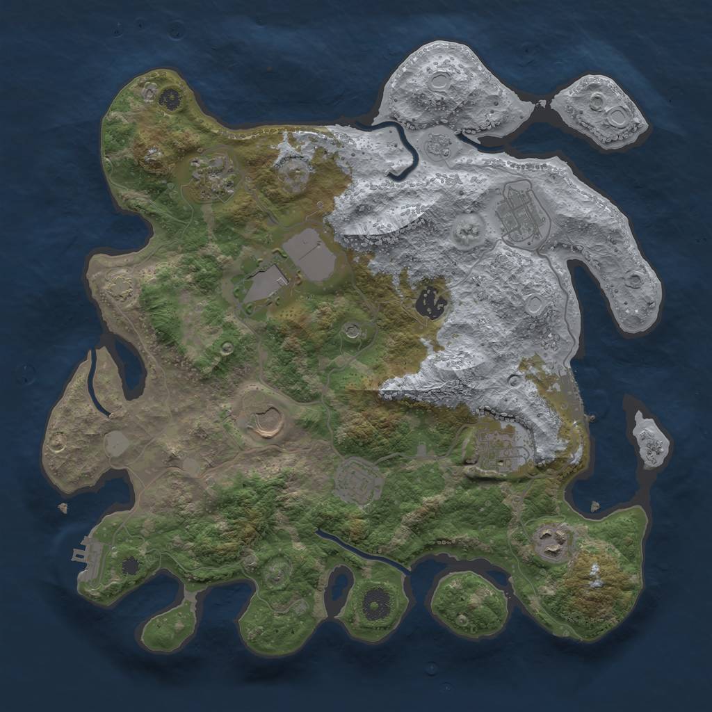 Rust Map: Procedural Map, Size: 3500, Seed: 90267921, 16 Monuments