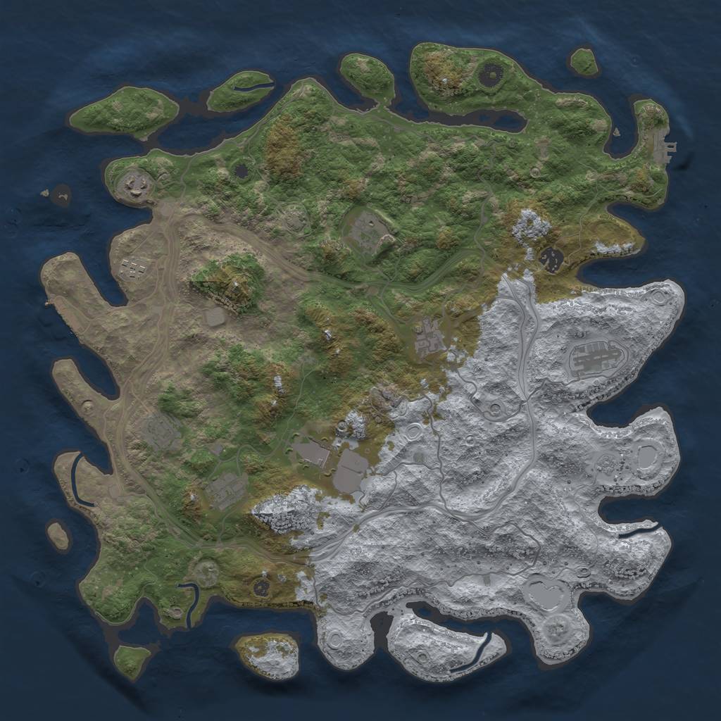 Rust Map: Procedural Map, Size: 4500, Seed: 20857944, 17 Monuments