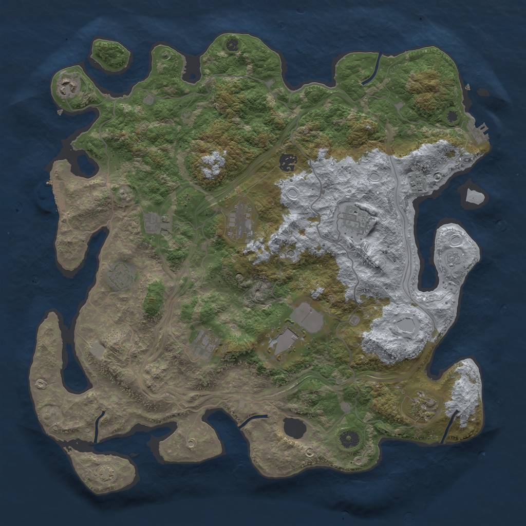 Rust Map: Procedural Map, Size: 4300, Seed: 30493019, 18 Monuments