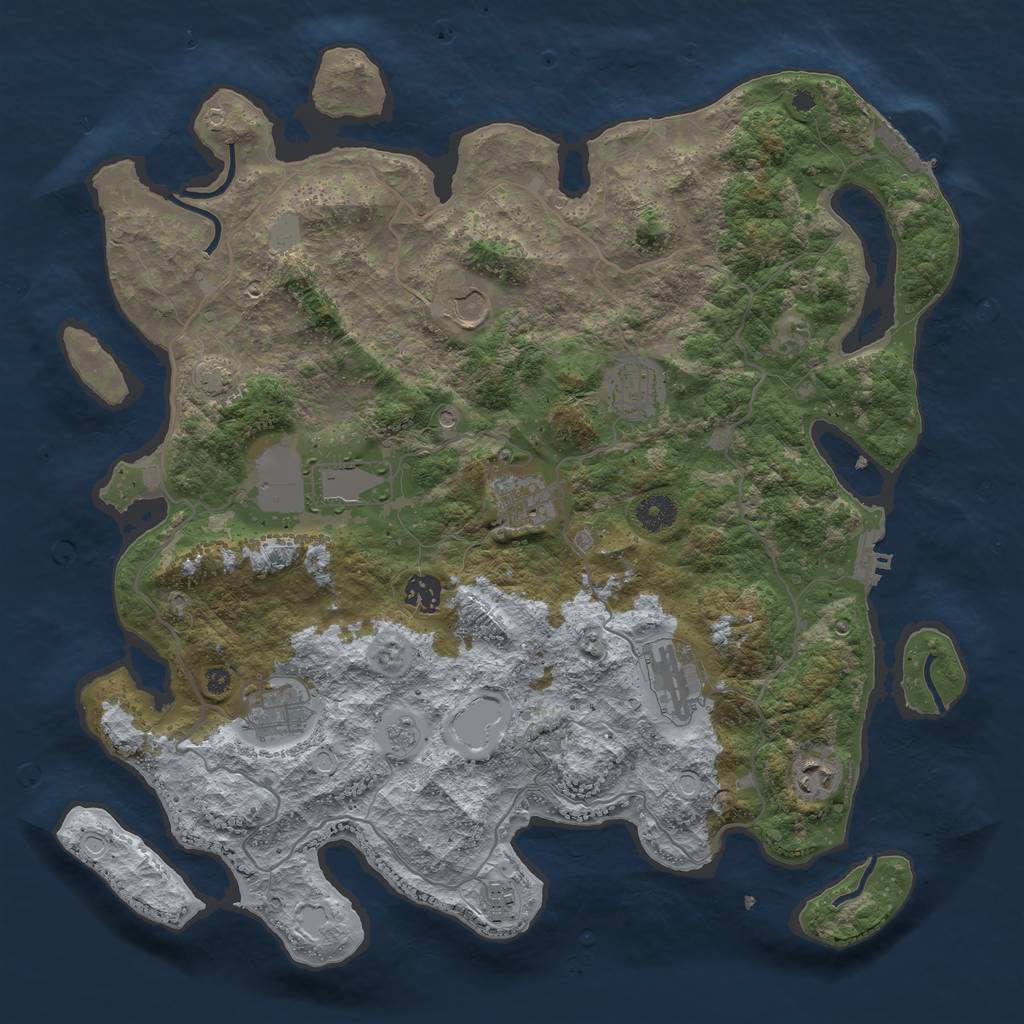 Rust Map: Procedural Map, Size: 4000, Seed: 1031321897, 17 Monuments