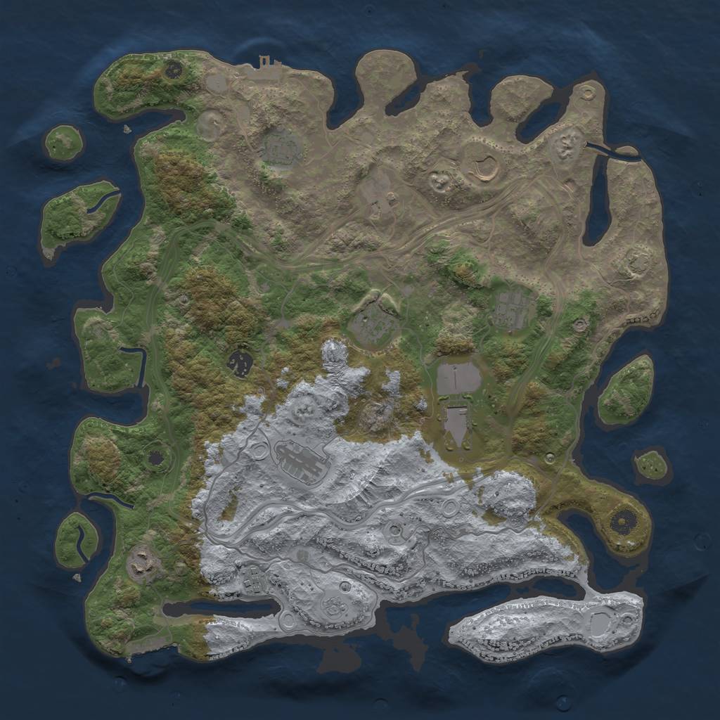 Rust Map: Procedural Map, Size: 4250, Seed: 23636380, 18 Monuments