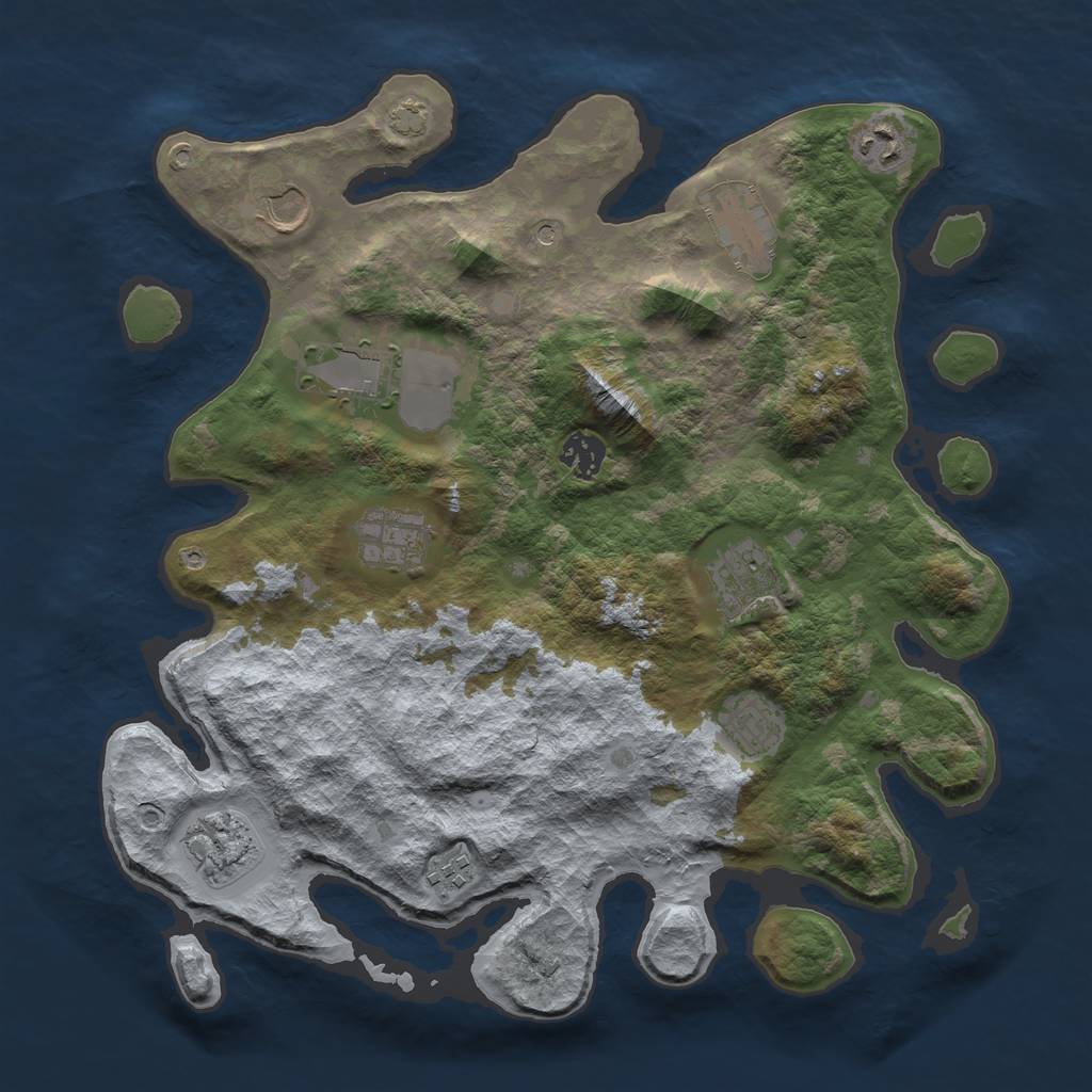 Rust Map: Barren, Size: 3650, Seed: 32581470, 14 Monuments