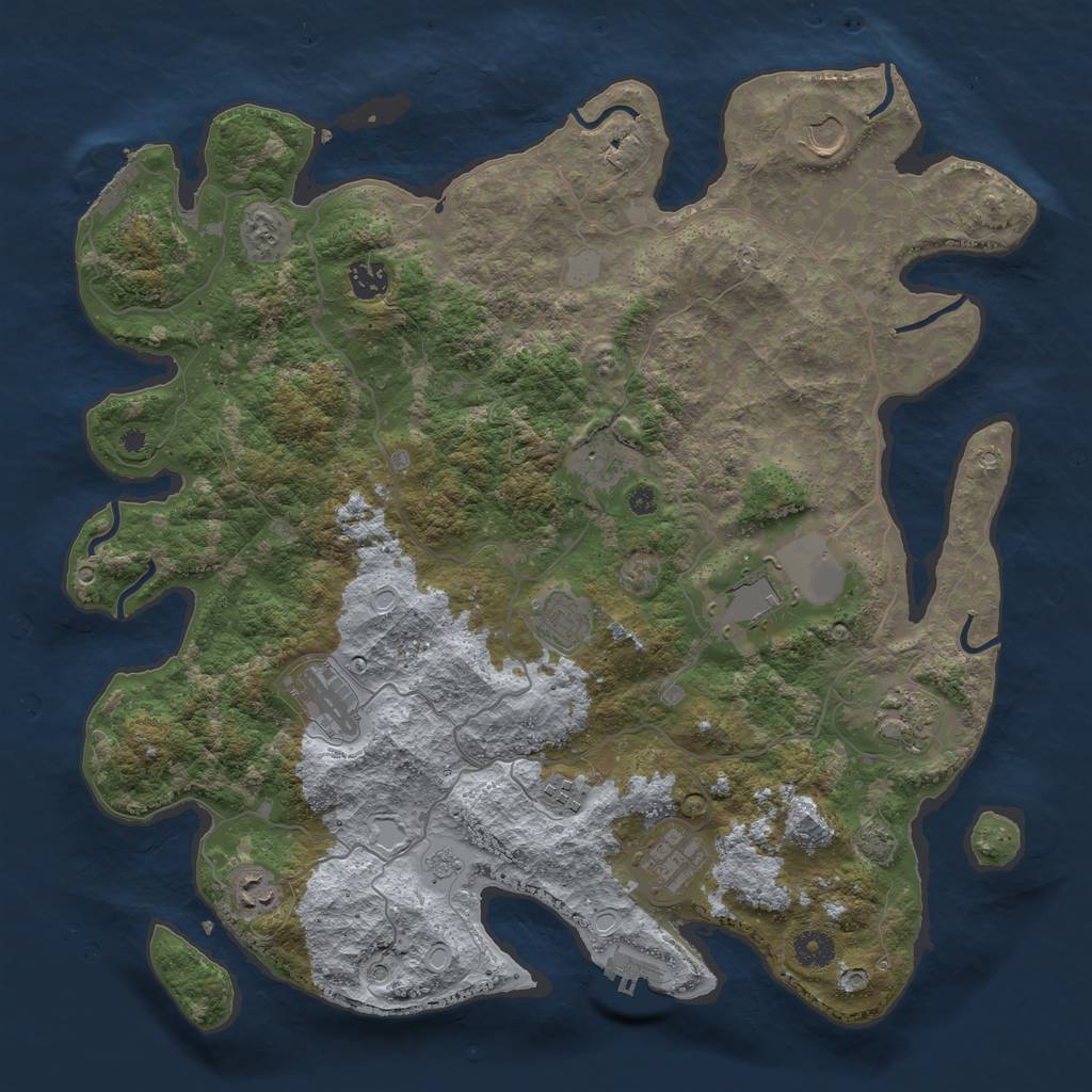 Rust Map: Procedural Map, Size: 4100, Seed: 71420707, 18 Monuments