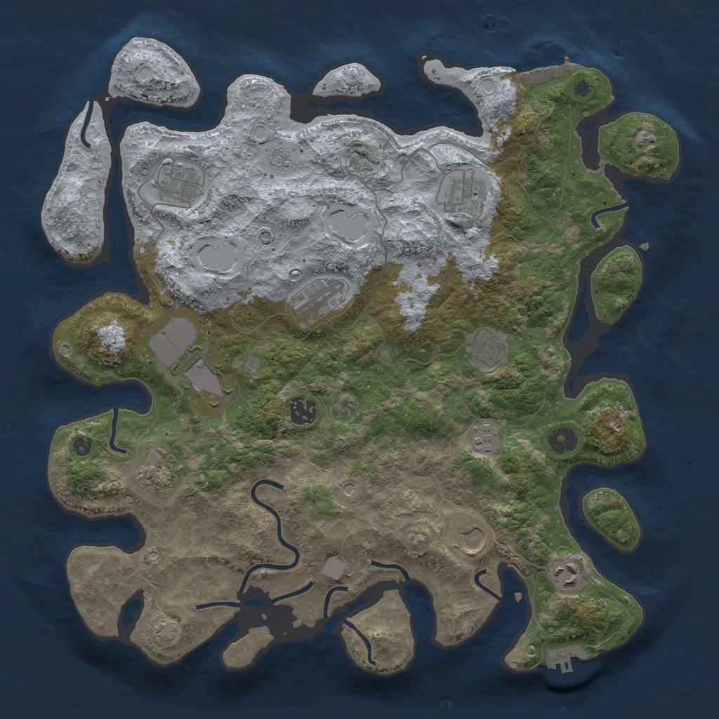 Rust Map: Procedural Map, Size: 3900, Seed: 38826872, 18 Monuments