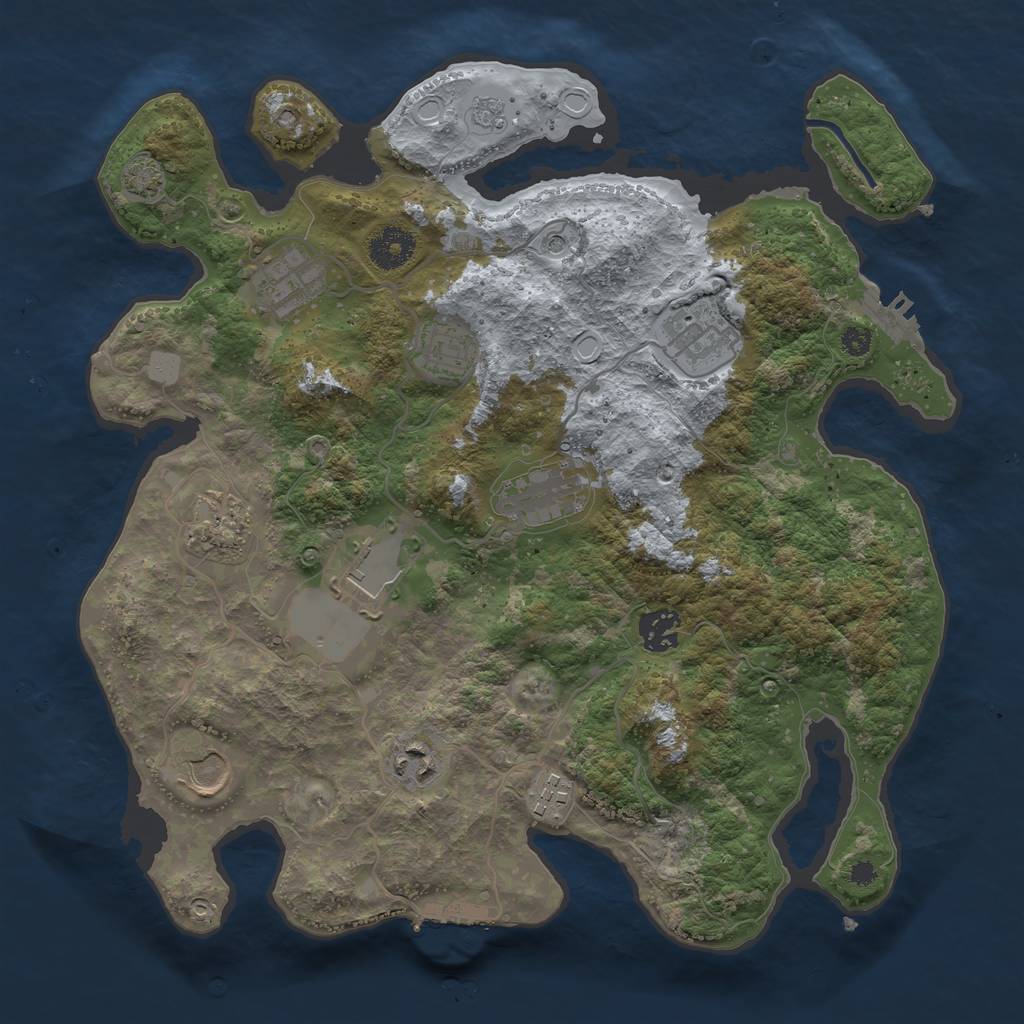 Rust Map: Procedural Map, Size: 3500, Seed: 1820578216, 18 Monuments