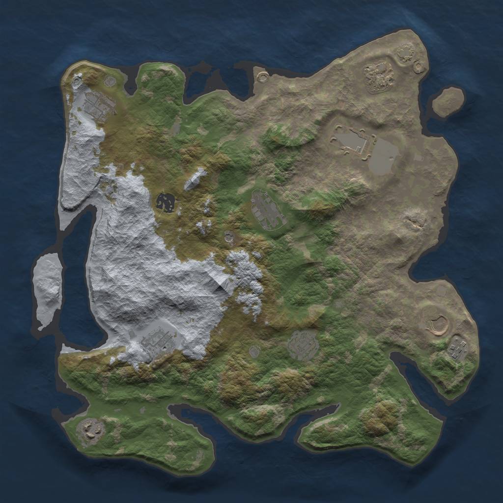 Rust Map: Barren, Size: 3850, Seed: 18927116, 14 Monuments