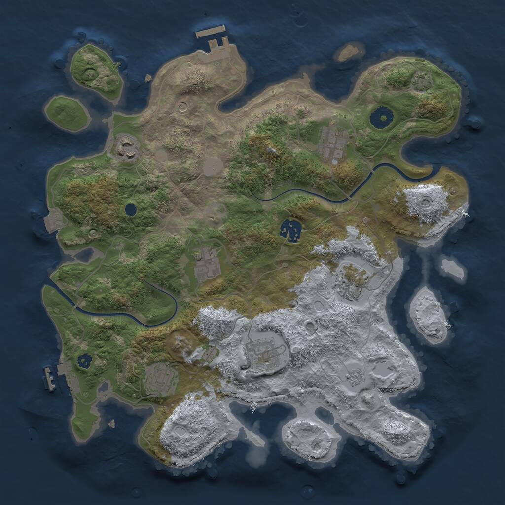 Rust Map: Procedural Map, Size: 3400, Seed: 22191129, 13 Monuments