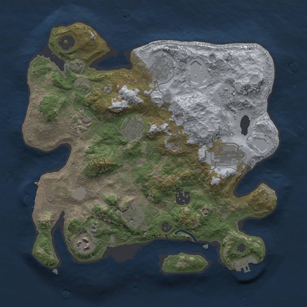 Rust Map: Procedural Map, Size: 3000, Seed: 2427, 15 Monuments