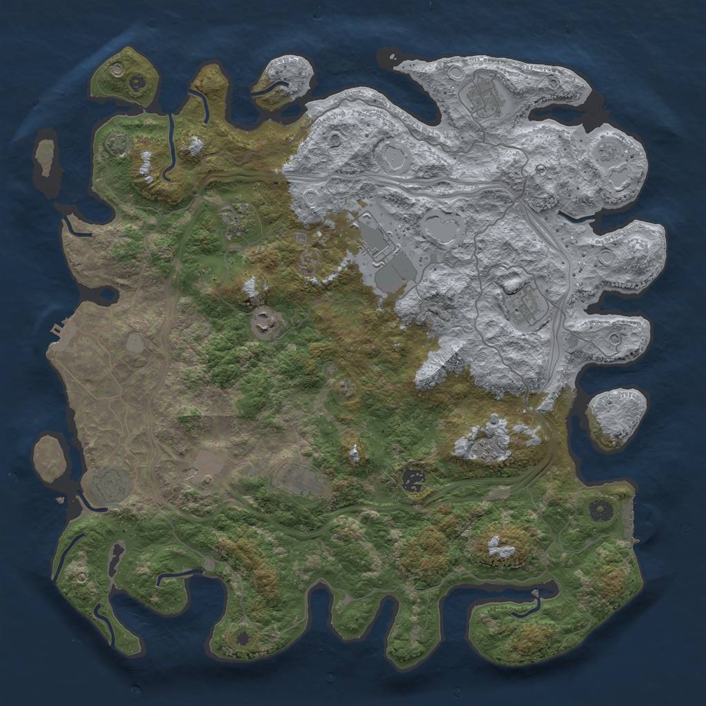 Rust Map: Procedural Map, Size: 4500, Seed: 114237353, 18 Monuments