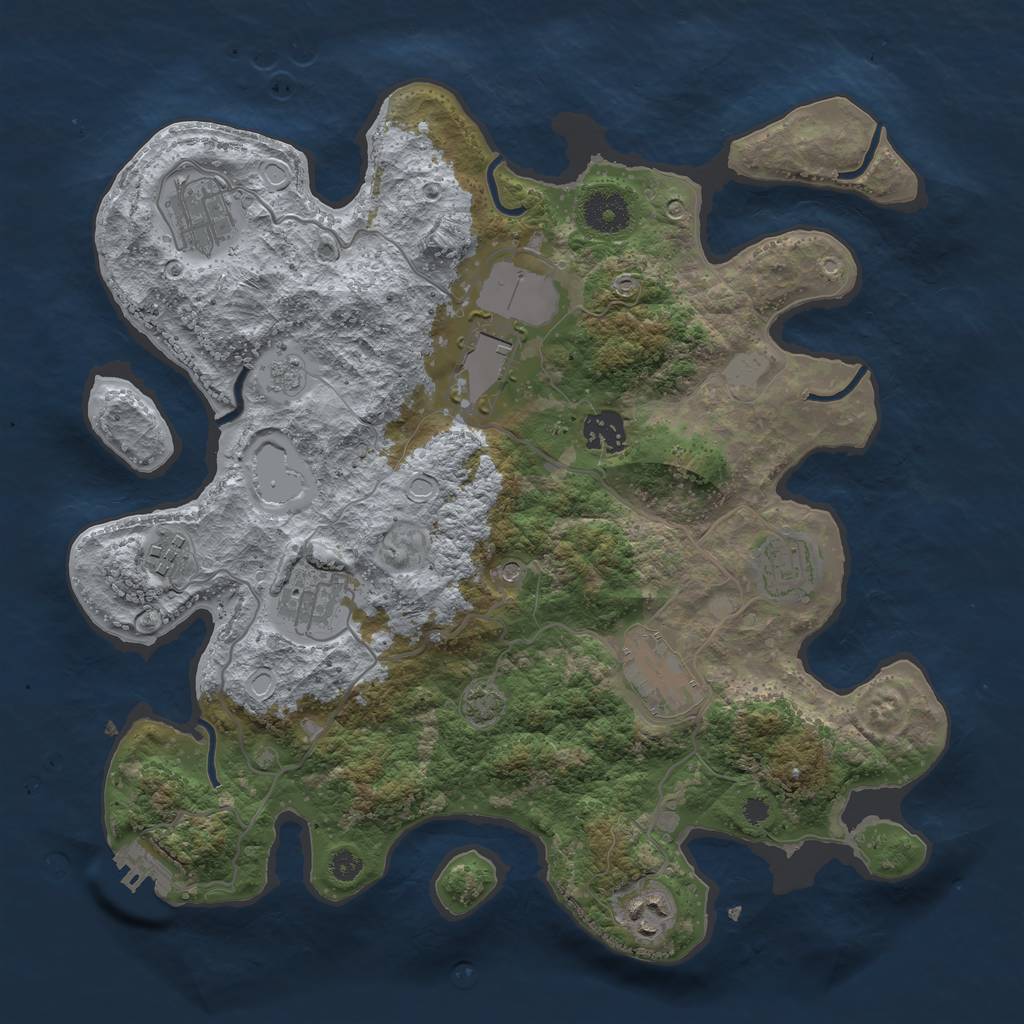 Rust Map: Procedural Map, Size: 3500, Seed: 745415732, 15 Monuments