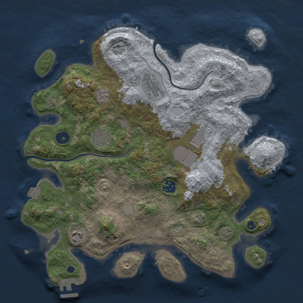 Rust Map: Procedural Map, Size: 3500, Seed: 128465846, 11 Monuments