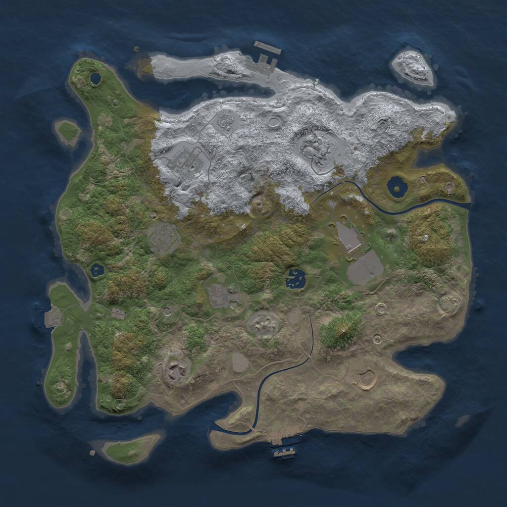 Rust Map: Procedural Map, Size: 3700, Seed: 358121338, 14 Monuments