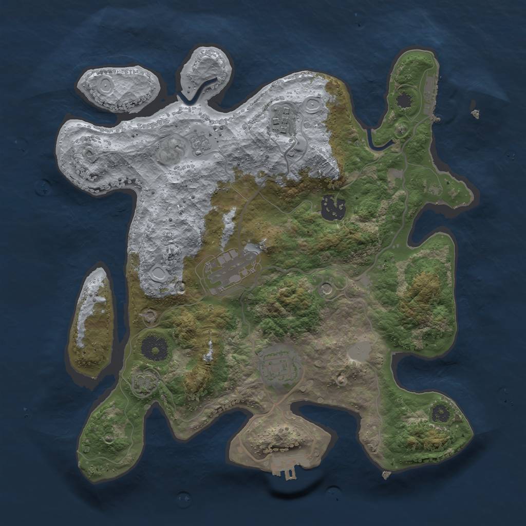 Rust Map: Procedural Map, Size: 3000, Seed: 344599993, 12 Monuments