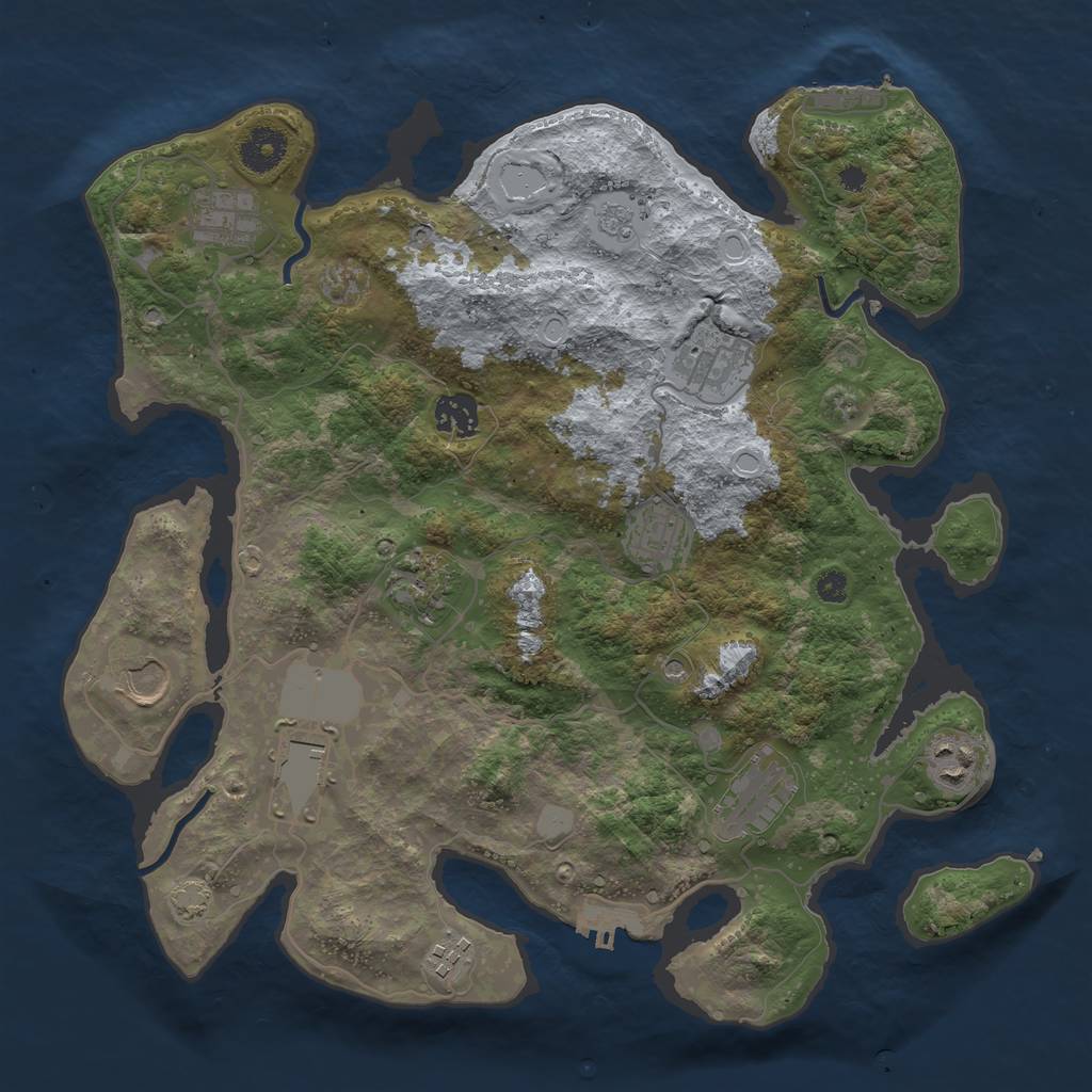 Rust Map: Procedural Map, Size: 3600, Seed: 421344122, 18 Monuments