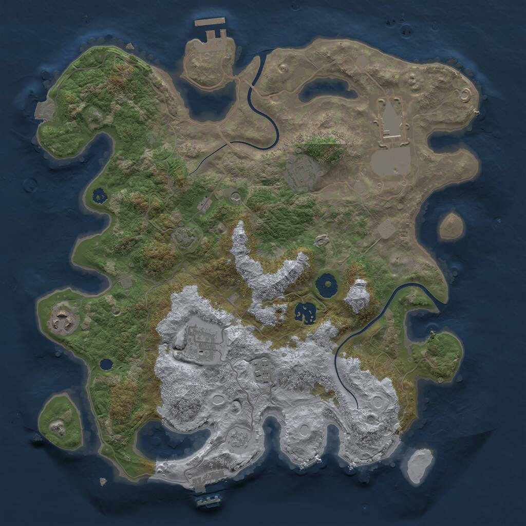 Rust Map: Procedural Map, Size: 3500, Seed: 1770235, 12 Monuments