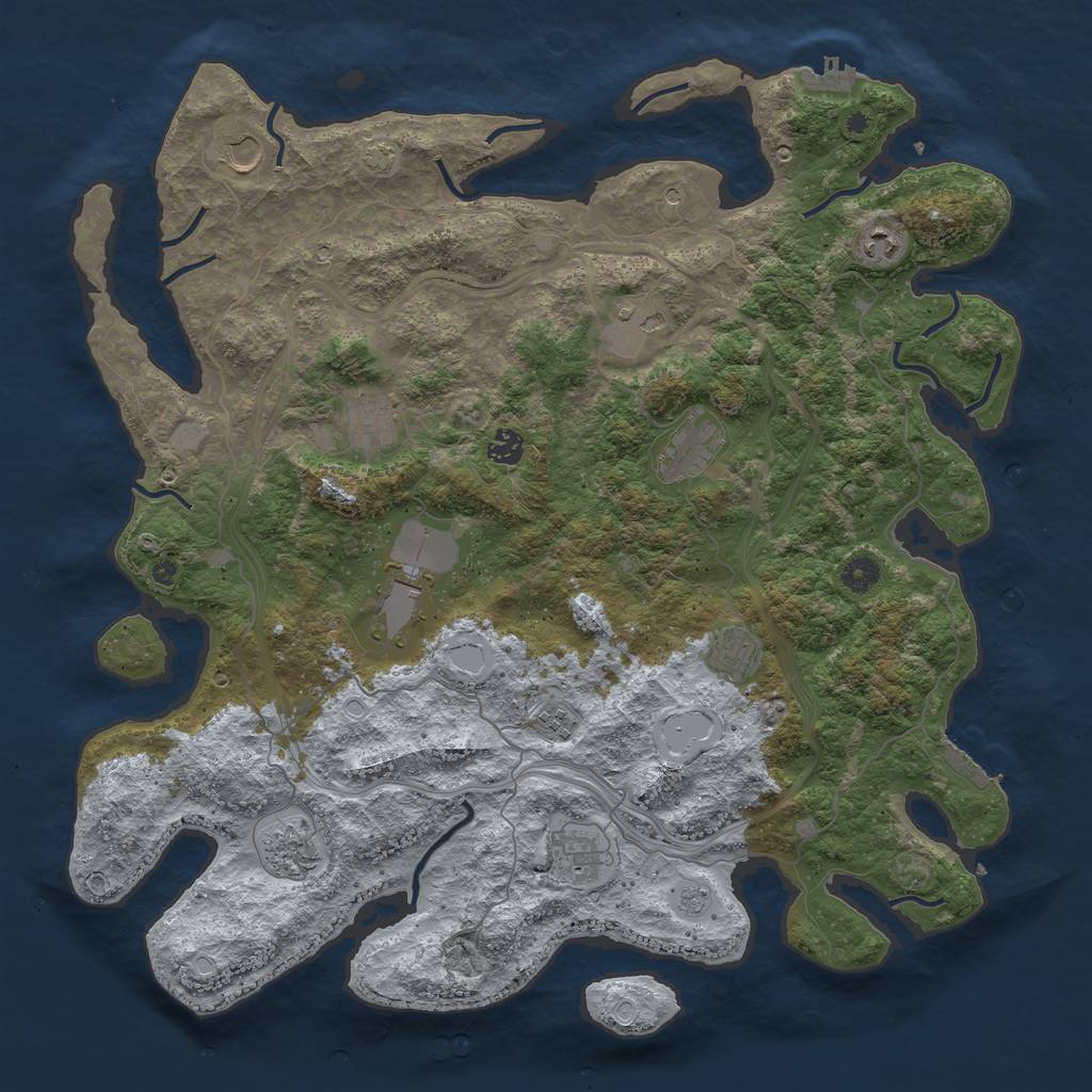 Rust Map: Procedural Map, Size: 4500, Seed: 111114231, 19 Monuments