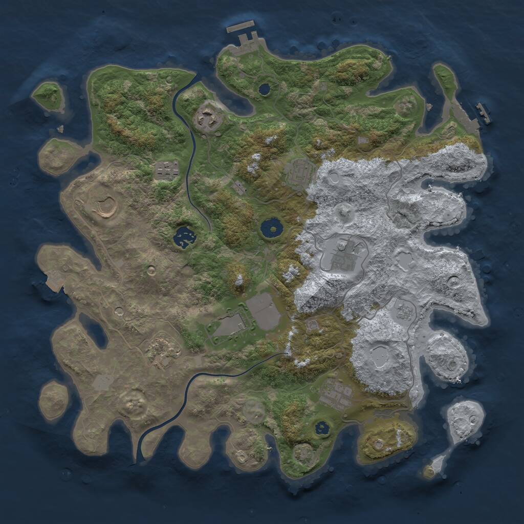 Rust Map: Procedural Map, Size: 3750, Seed: 128568957, 15 Monuments