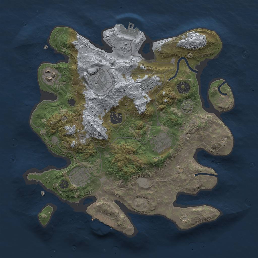 Rust Map: Procedural Map, Size: 3000, Seed: 38175455, 14 Monuments