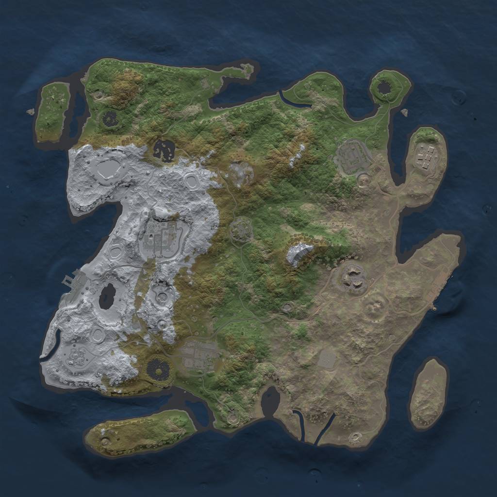 Rust Map: Procedural Map, Size: 3250, Seed: 2008461611, 14 Monuments