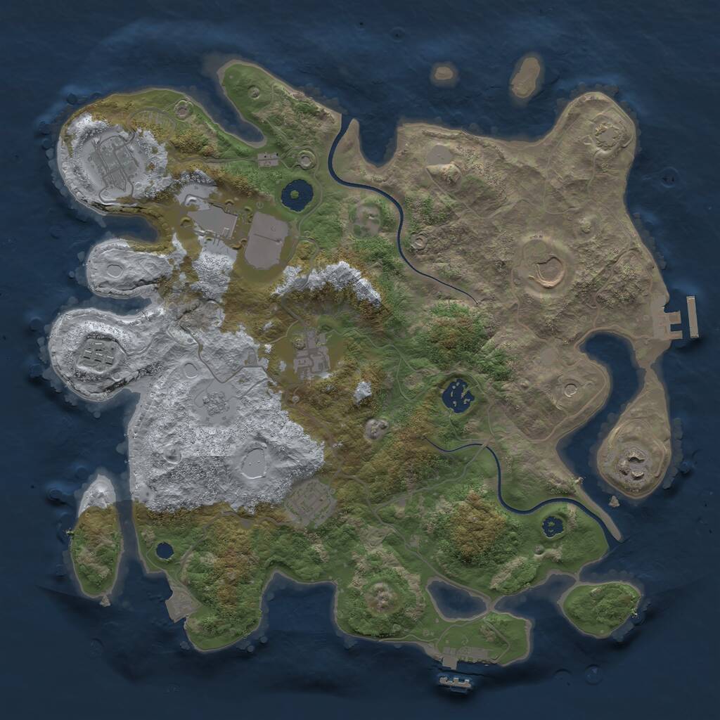 Rust Map: Procedural Map, Size: 3500, Seed: 989656821, 14 Monuments